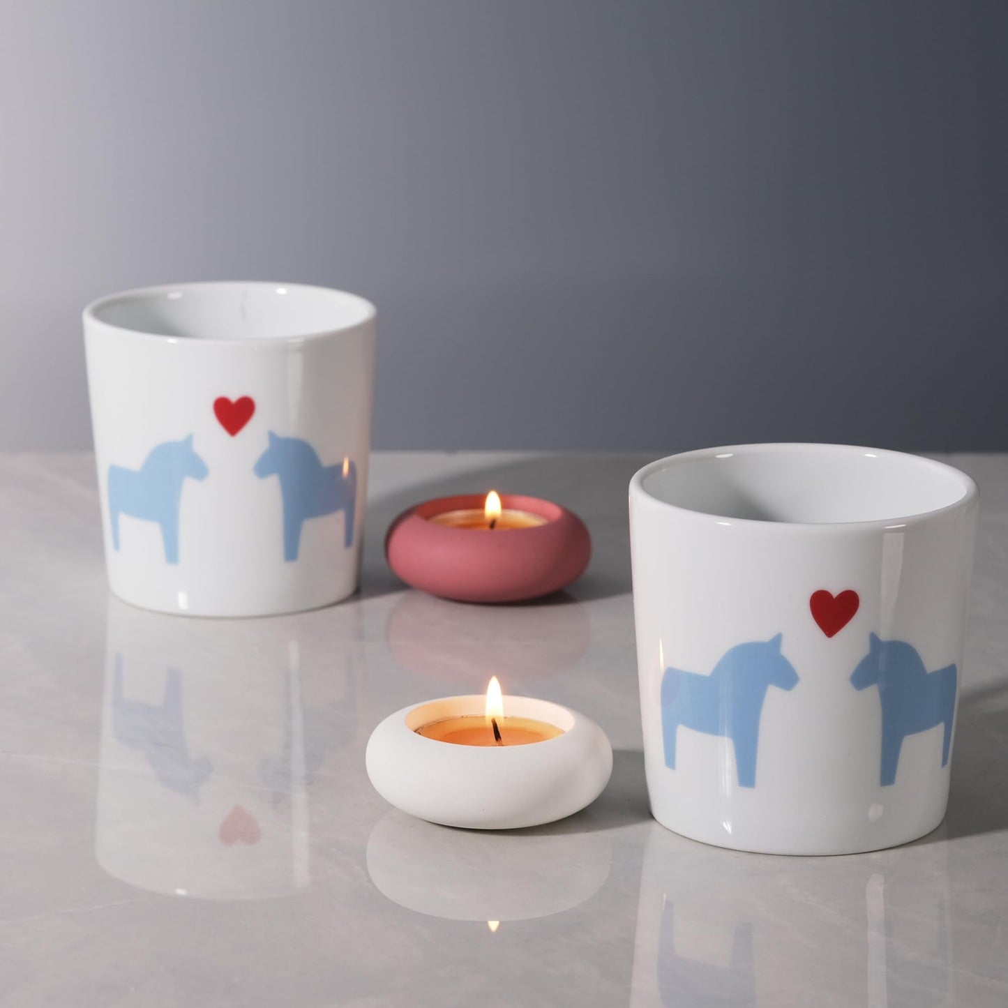 ICNBUYS Handmade Decorative Pebble Tealight Candle Holders Set of 8 - Handcrafted Home Decor Accent for Calming Earthy Aesthetic White Cement Diameter 2.6 inches
