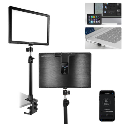 NEEWER 15.5" LED Streaming Key Light, Clamp on Desk Panel Video Lighting for Gaming Recording Zoom Call, CRI97+, 2.4G PC/Mac iOS/Android APP Control, Compatible with Elgato Stream Deck, GL1 PRO Black