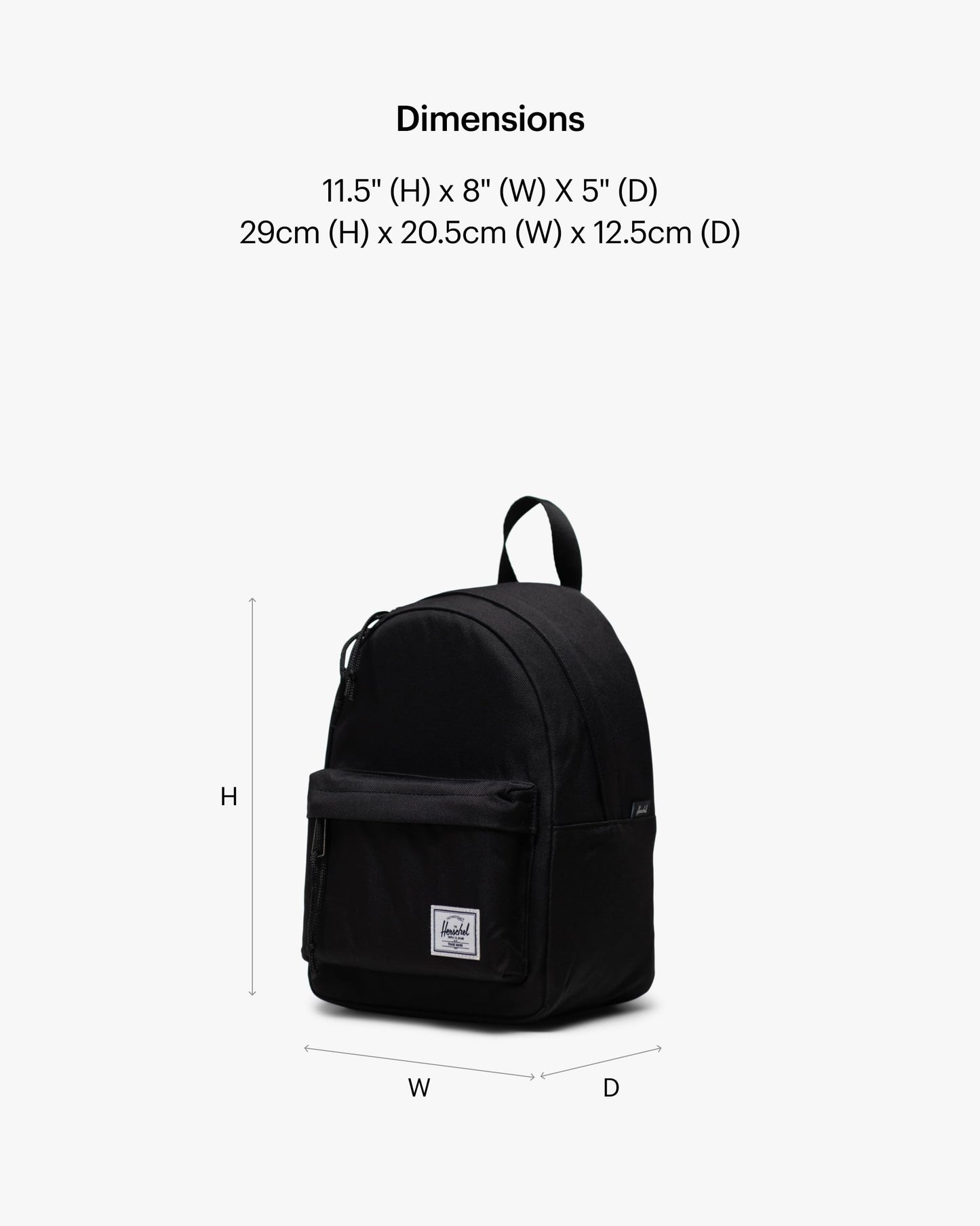 Herschel Classic Backpack, Black,Mod Mini - 6.5L