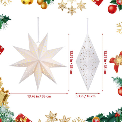Toddmomy 3 Pack 14 Inch White Paper Star Lampshades - 3D Hollow Hanging Pendant Decor Paper Star Lanterns for Christmas Wedding Birthday Home Party Festival New Year Valentine's Day