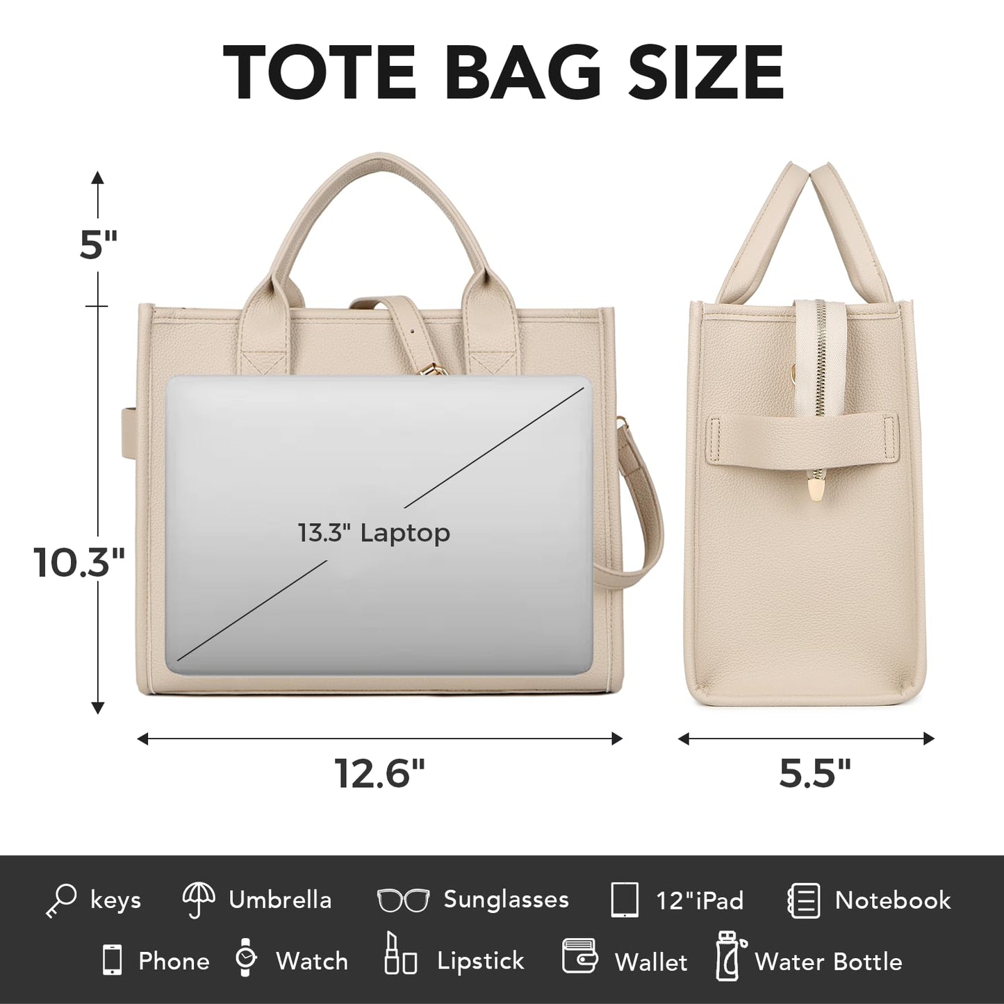 INNOIO Tote Bag for Women, Pu Leather Work Handbags Purses with Top Handle, Letter Print Weekender Hobo bag Bags for Teacher/Nurse (Brown)