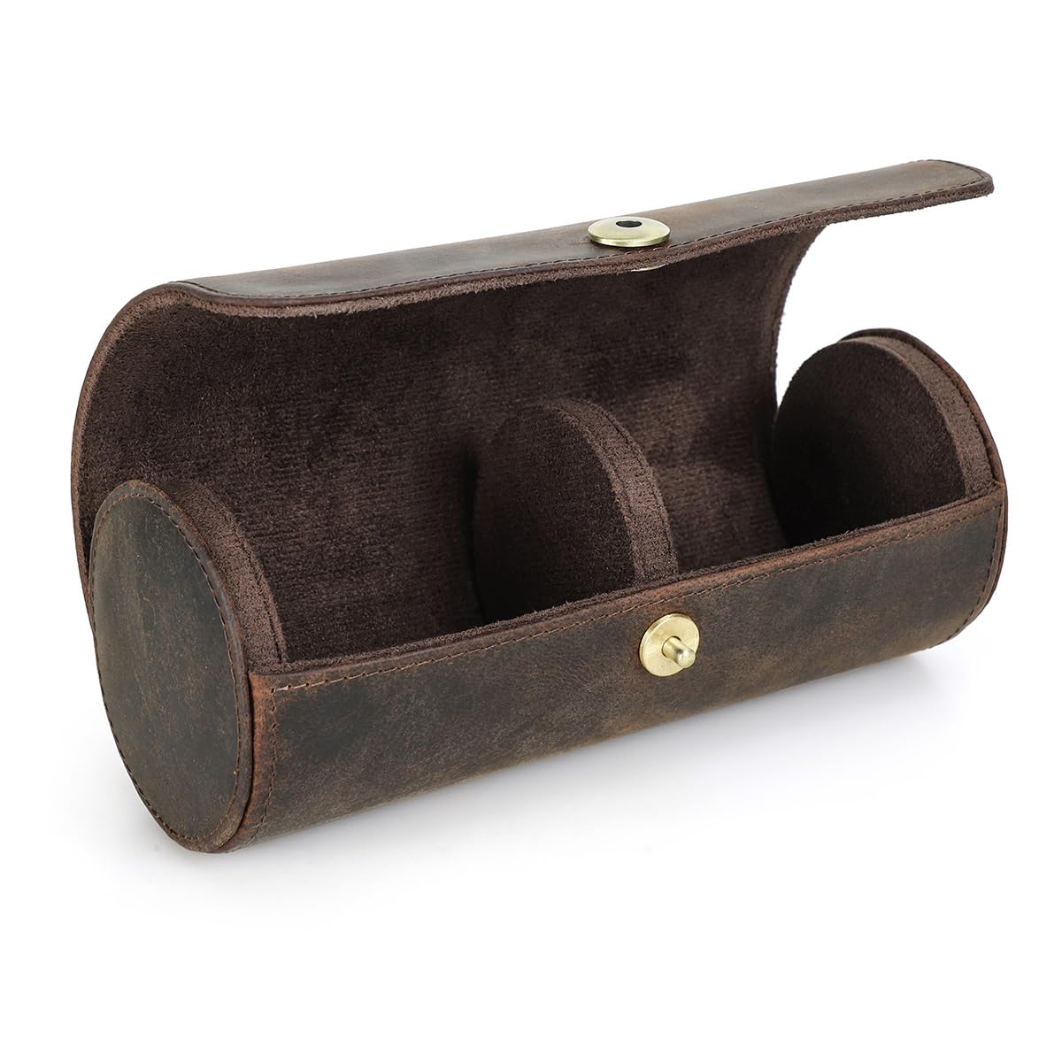 CONTACTS Tie Travel Holder for Men Crazy Horse Leather Handmade Ties Case Small Neckties Organizer Mens Tie Anti Wrinkle Storage Roll