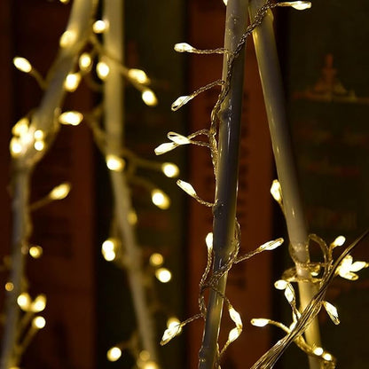Plug in Firecracker Lights 10FT Warm White Copper Wire Indoor Cluster Fairy Lights with Remote Timer for Bedroom, Living Room, Tree, Garden, Porch, Patio, Backyard, Christmas Tree