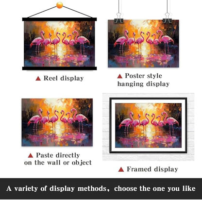 Yesad Flamingo Wall Art, Flamingo Canvas Wall Art Prints Tropical Pictures Poster Wall Décor for Living Room Bedroom Office Animal Lover Gift Home Decorations (Unframed,12”x8”, Flamingo)