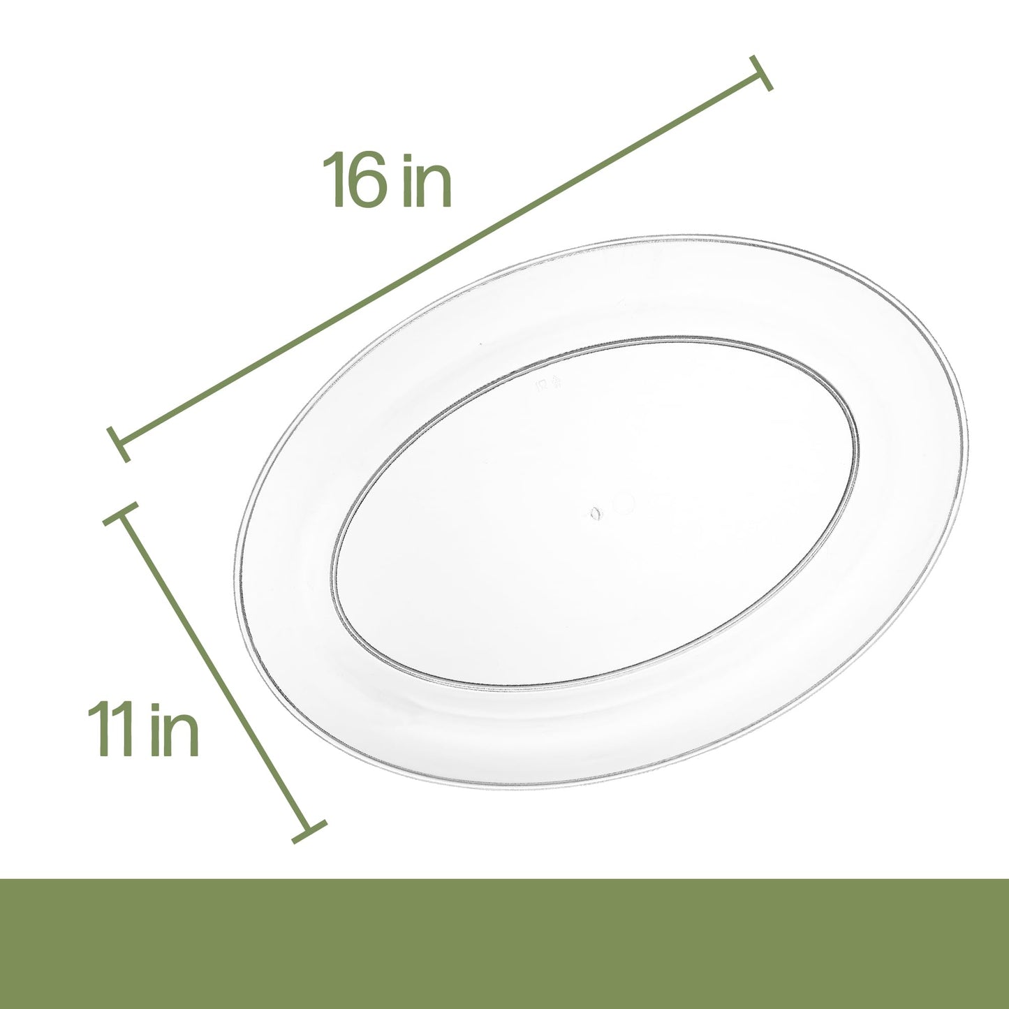 PLASTICPRO Plastic Oval Serving Trays - Serving Platters Oval 11 X 16 Disposable Party Dish Crystal Clear Pack of 8