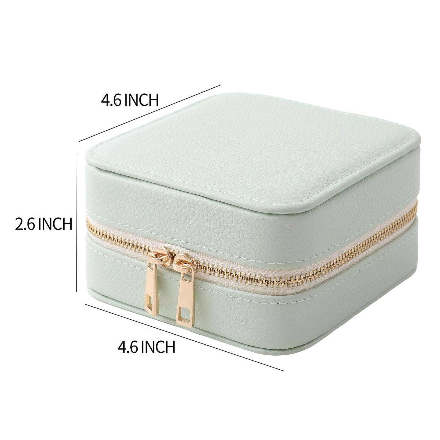 NGVRC Genuine Leather Travel Jewelry Organizer Case with Mirror for Women, Small Mini Portable Jewelry Box for Ring Earrings Necklace Bracelet Luxury Gift for Women（Mint Green）