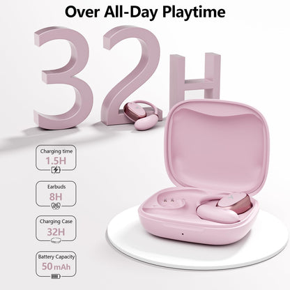 Ituoray Open Ear Headphones,Up to 32H Playtime,Bluetooth 5.4,Open Ear Earbuds Ultra Comfort,Ergonomic Ear Hook,Touch Control,IPX4 Waterproof,15 * 11mm Oval-Shaped Speakers