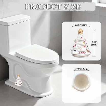 2Packs Christmas Tree Toilet Bolt Covers Decorative Tall Toilet Bolt Caps for Christmas Bathroom Decor, Toilet Caps for Bottom of Toilet, Ceramic Toilet Screw Cover Caps, Easy Installation (White-A)
