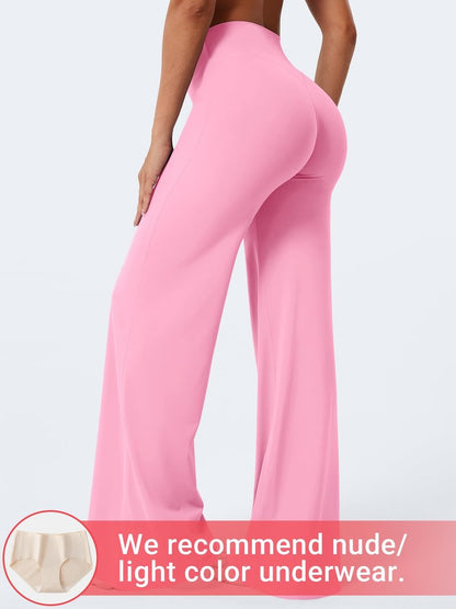 YEOREO Workout Leggings Womens No Front Seam Straight Leggings 35" High Waist Buttery Eddiy Gym Yoga Pants Bubblegum Pink L