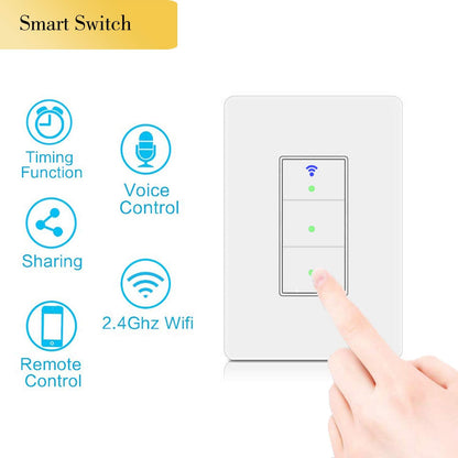 Smart Light Switch, WiFi Smart Double Switch Button, Compatible with Alexa and Google Home, Remote Control with Timing Funtion, No Hub Required,Smart Life APP Provides Control from Anywhere