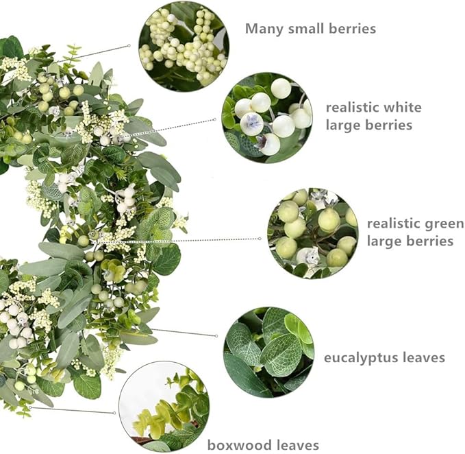 Eucalyptus Wreaths for Front Door Spring Summer Wreath 18-20 Inch Decor Green Leaves Decorations Outside