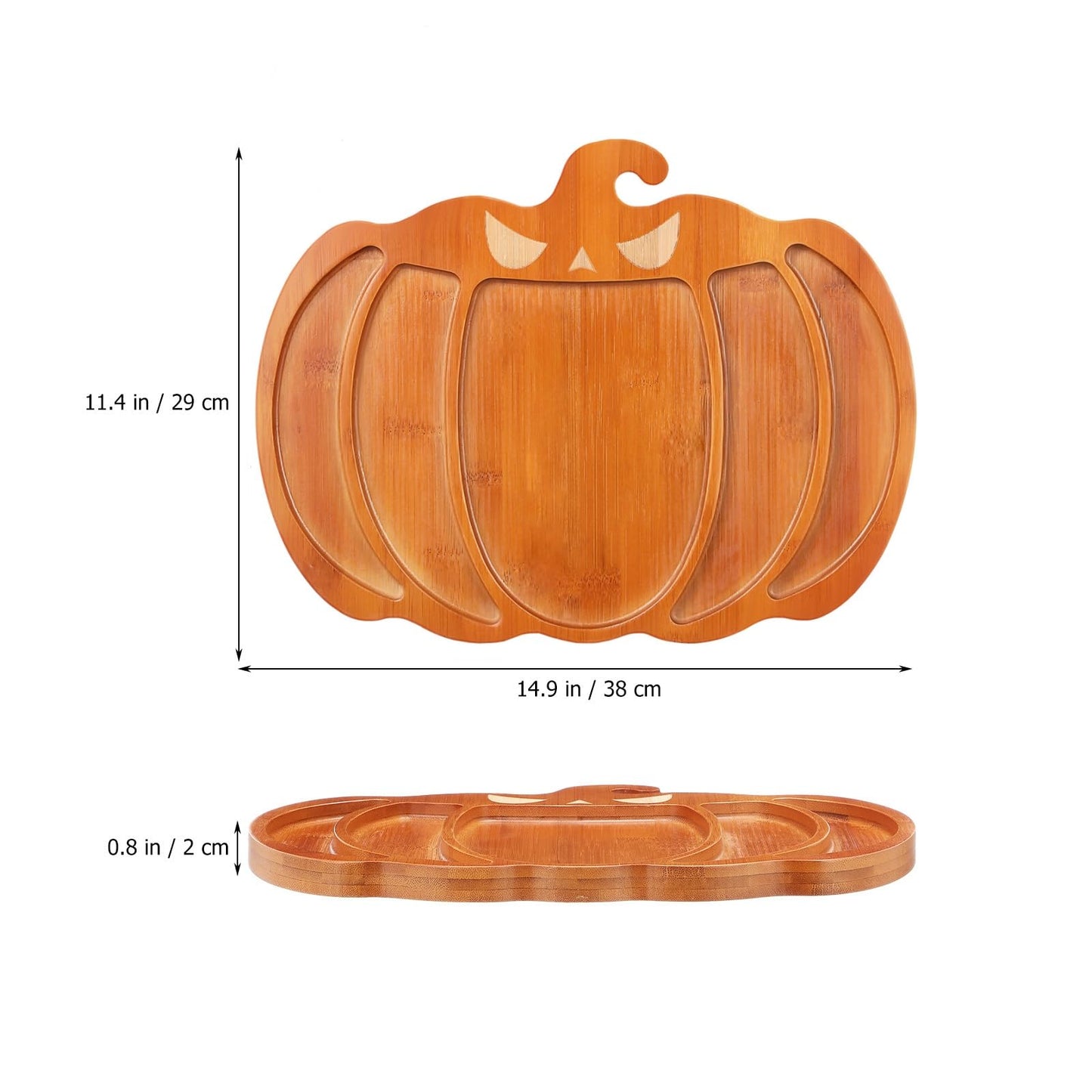 Ciieeo Halloween Pumpkin Charcuterie Board,14.9x11.4 Inches Snacks Fruit Meat Cheese Plate Unique Pumpkin Tray for Halloween Thanksgiving Christmas