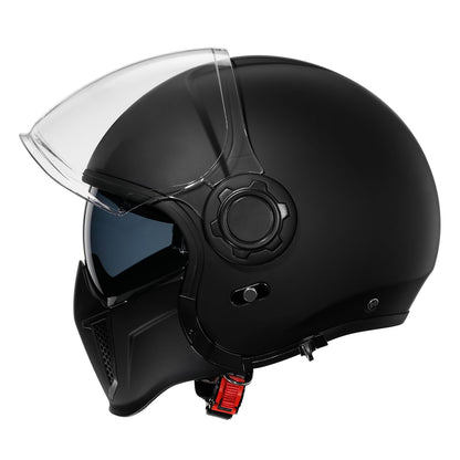 TRIANGLE Full Face Motorcycle Helmets,Off-Road Motocross Helmet for Men & Women,Dual Visor with Internal Tinted Sunshield,Open Face 3/4 Adult Racing Helmet DOT Approved(Black,L)