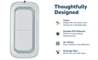 Rebrea Inflatable Ice Bath Tub -XL Clear See Through - Ice Plunge Tub for Cold Water Therapy - Portable Cold Plunge Tub - Indoor & Outdoor - Inflatable Tub for Adults - Ice Tub for Athletes - Cold Tub