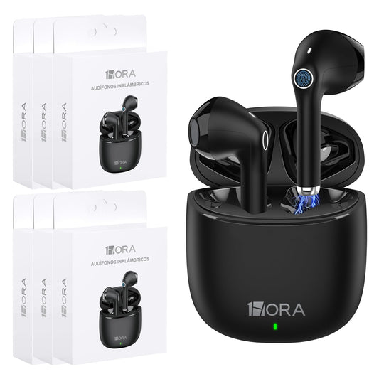 1 Hora 6 Packs Wireless Earbuds Bluetooth 5.3, Sports Headphones Deep Bass in-Ear Earphones, Premium Sound with Charging Case, Compatible with iPhone, Android Smartphone, Tablet, Laptop
