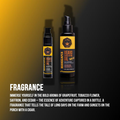 GIBS Beard, Hair & Tattoo Oil - Softens & Strengthens Beard Growth, Moisturizes Skin (4 Scents, 2 Sizes)