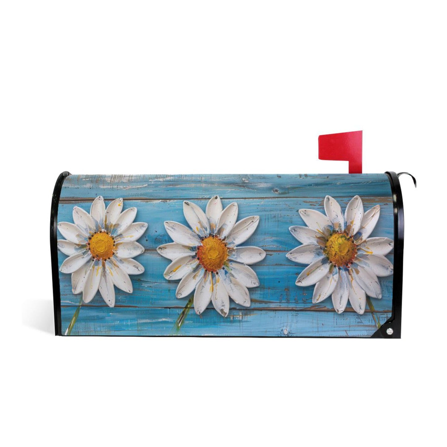 ALAZA Daisy Flowers on Wooden Magnetic Mailbox Cover MailWraps Garden Yard Home Decor for Outside Standard Size-18"x 20.8"…