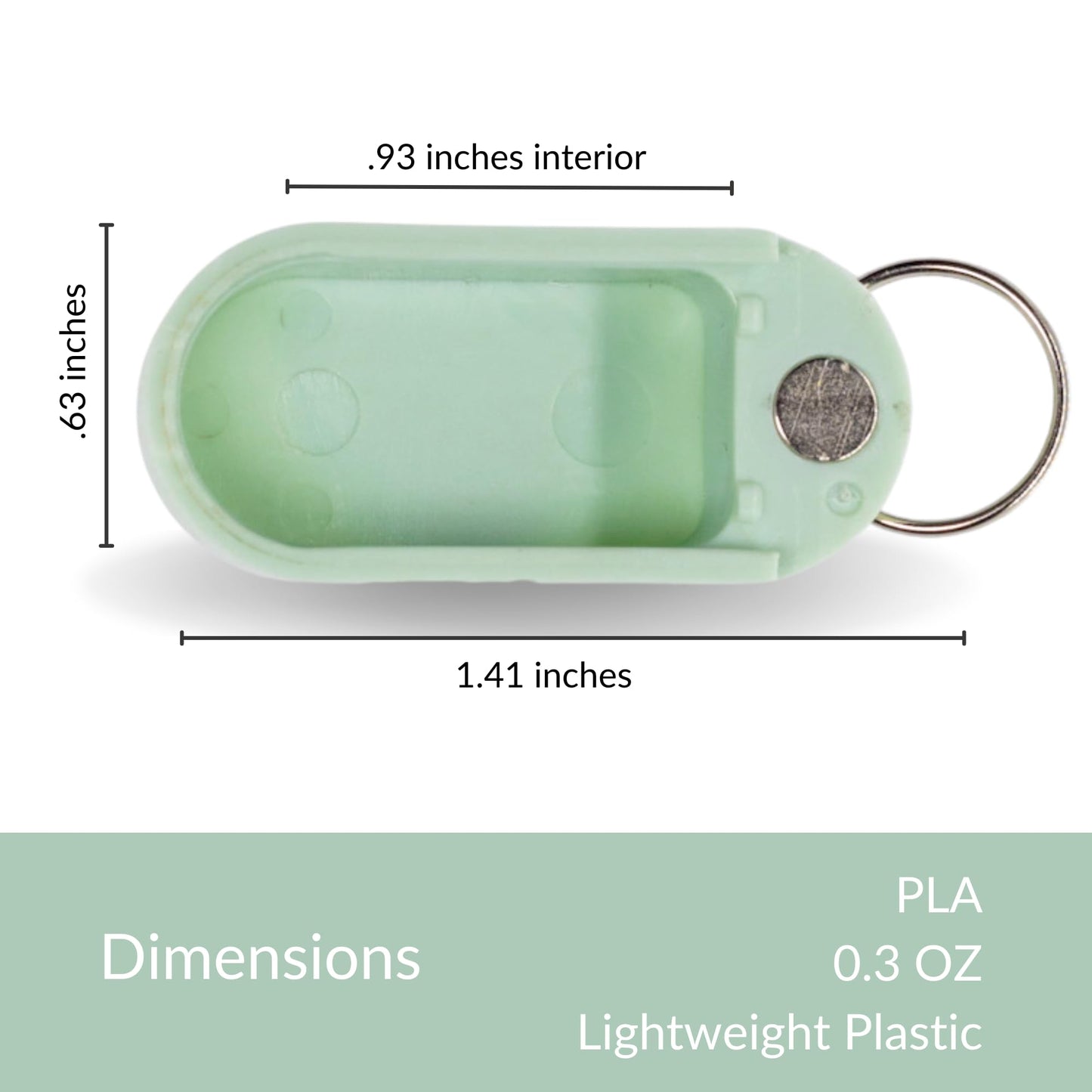 Pill Pod Pill Keychain & Keychain Pill Holder - Magnetic Pill Case for 3-5 Daily Tablets, Small Pill Box for Travel, Thin Pill Container for Purse or Pocket (Mint)