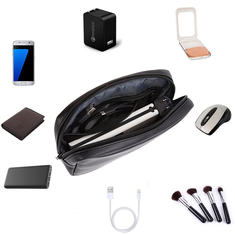 ProCase Accessories Bag Organizer Power Bank Case, Electronics Accessory Travel Gear Organize Case, Cable Management Hard Drive Bag -Black