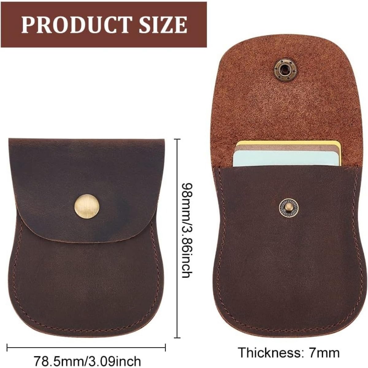 ZYLOXAR Premium Genuine Leather Men’s Wallet Snap Button Coin Purse Portable Change Holder (Brown)