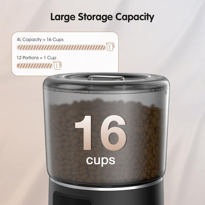UPOTGP Automatic Cat Feeder, Cat Food Dispenser 4L, 2.4G WiFi Cat Feeder Automatic 1-10 Meals, 1-9 Portions/Meal Timed Cat Feeder, Automatic Pet Feeder for Cats Dog with Stainless Steel Feeding Bowl
