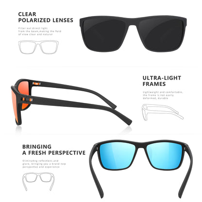 Square Polarized Sunglasses for Men and Women Lightweight Frame Sun Glasses with UV Protection