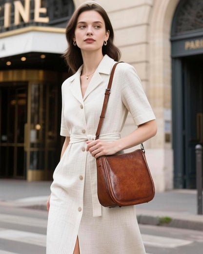 COOLCY Real Leather Crossbody Bags for Women Handbags Ladies Hobo Shoulder Purse Vintage Satchel Cross Body bag with 2 straps