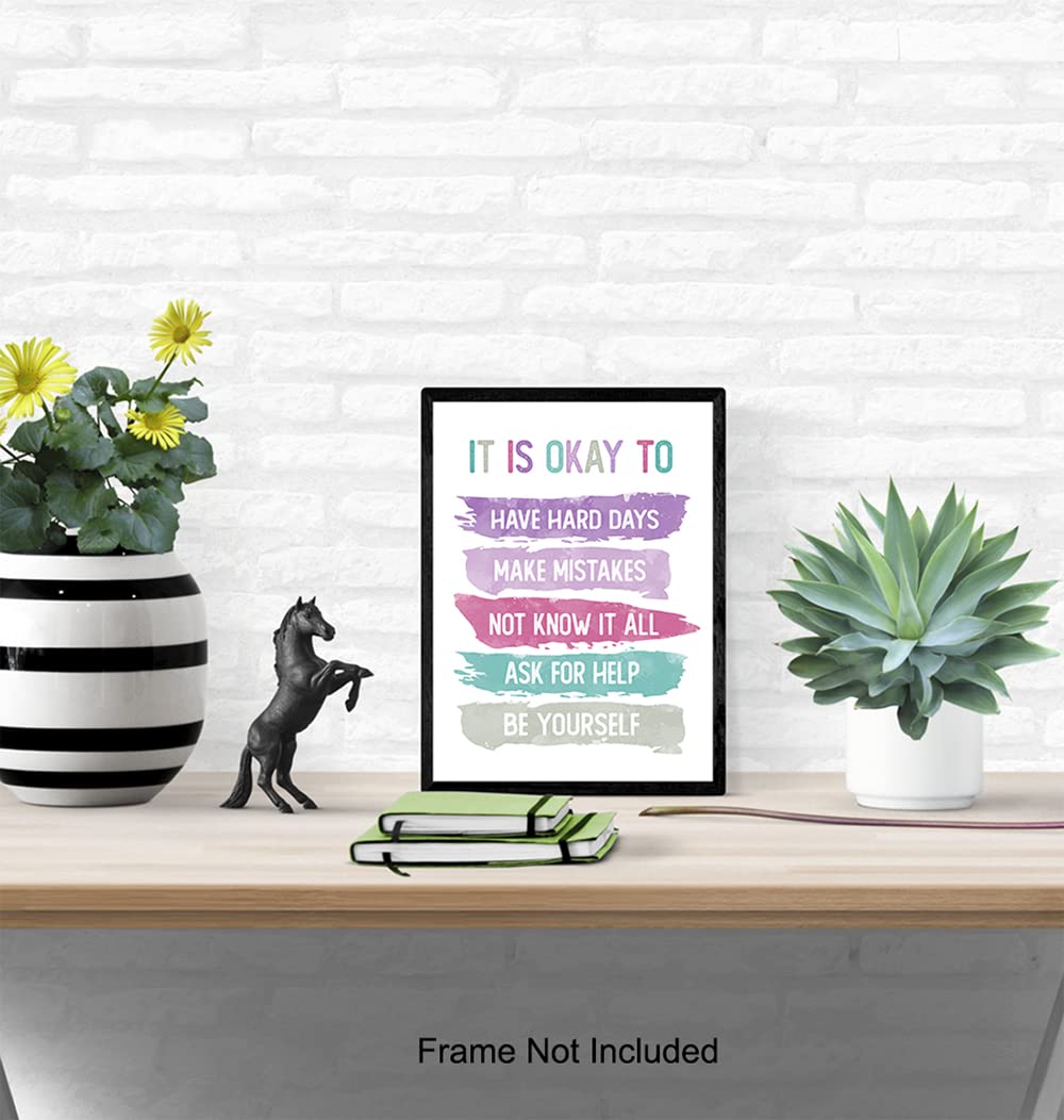 Inspiration Motivation Wall Art for Home Office Bedroom Bathroom - Positive Quotes Wall Decor - Encouragement Gift for Woman Teen Girls Daughter - Women's empowerment Poster - Classroom Decorations