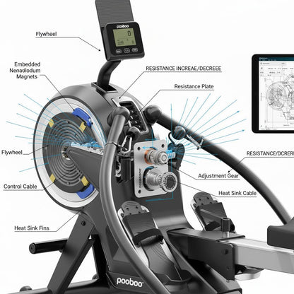 Air Rowing Machine for Home, 10-Level Adjustable Wind Resistance Professional Indoor Rowers, Foldable Commercial Row Machines with LCD Display and Wheels, Comfortable Seat, Easy Storage