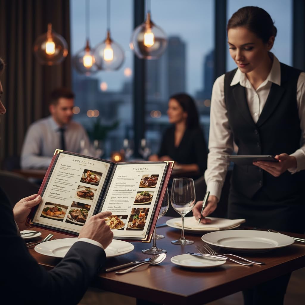 2-Pack Menu Covers 8.5x11 Inch, Burgundy Red Faux Leather Menu Holder, 2-Page 4-View Menu Book for Restaurant Bar Steakhouse, Wine List & Drink Menu