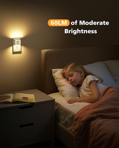 VOLISUN Night Lights Plug into Wall, 6 Pack Up and Down LED Night Light with Dusk to Dawn Light Sensor, 3000K Warm White Nightlight for Hallway, Bedroom, Bathroom, Kitchen White