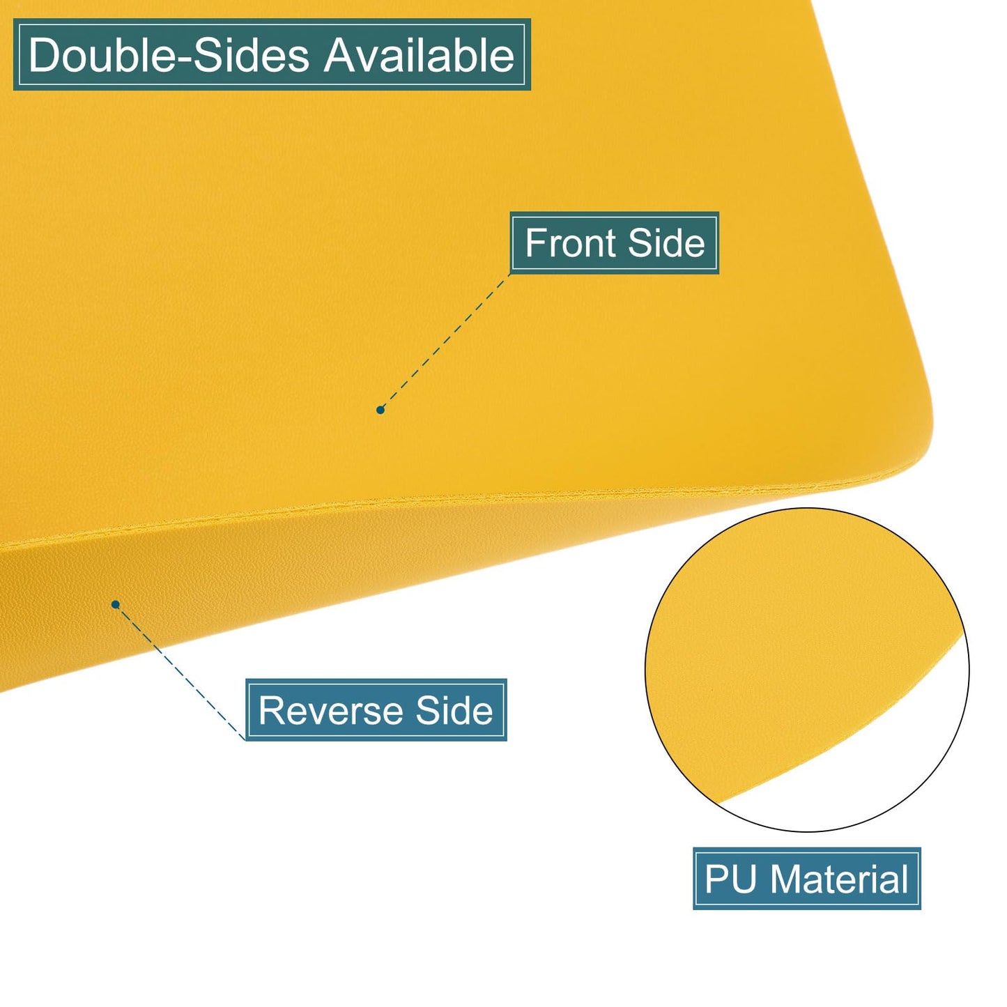 uxcell 4 Pcs Faux Leather Placemats for Dinner Table, PU Leather Drop-Shaped Table Mats Placemats Heat Resistant Waterproof Oil Proof Kitchen Placemats (Yellow)
