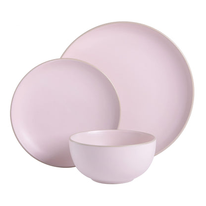 Gibson Home Queenslane 16 Piece Double Bowl Plates and Bowls Dinnerware Sets - Matte Blue