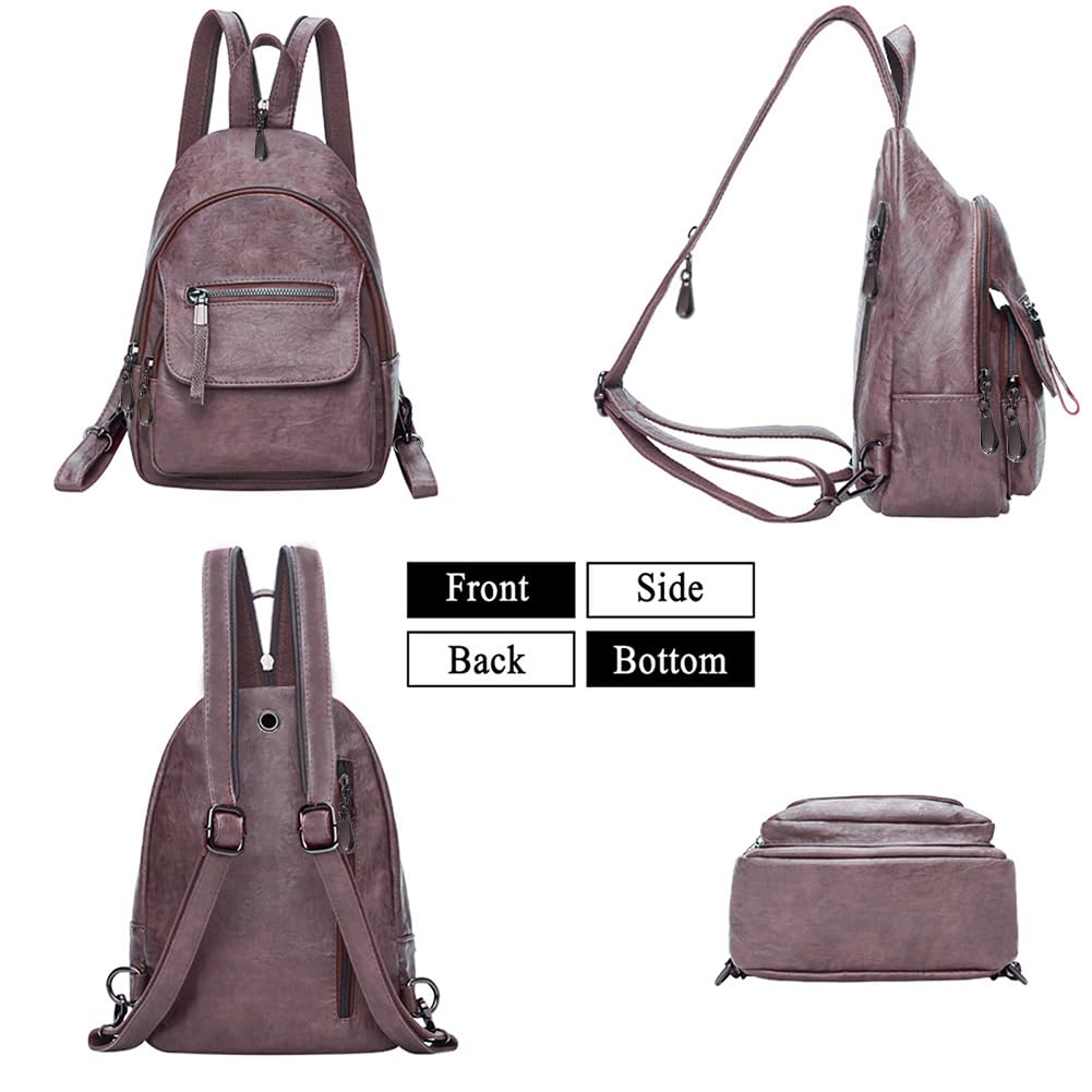 Small Backpack Purse for Women Fashion PU Leather Backpack Convertible Ladies Sling Bag