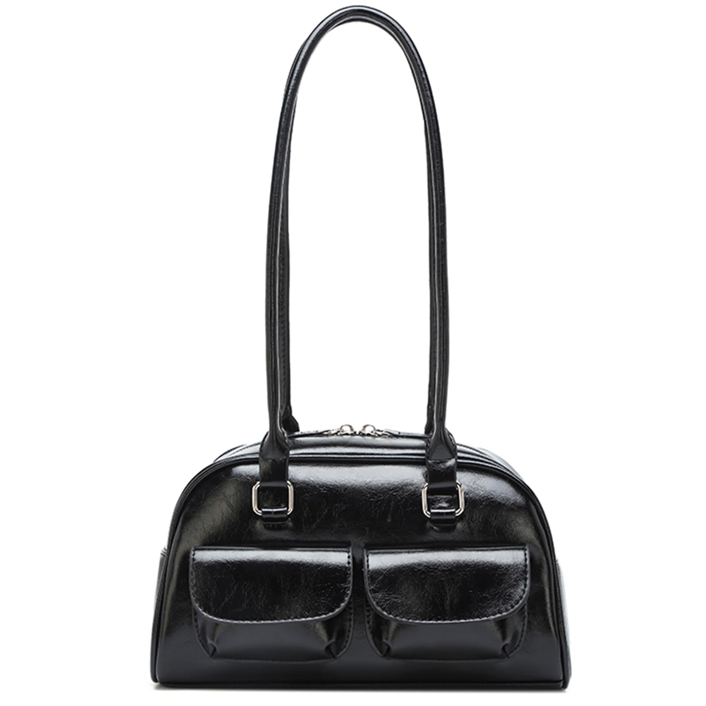 Fozehlad Y2K Shoulder Bag for Women Retro PU Leather Tote Handbag Multi-Pocket Hobo Bag with Zipper for Gifts