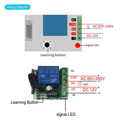 QIACHIP 433Mhz Universal Wireless Remote Control Switch DC 12V 1CH Relay Receiver Module RF Transmitter Momentary Toggle Latch for Gate Door Open,LED,Pump,Car(Transmitters 2 Button+ 1 Receiver 1CH)