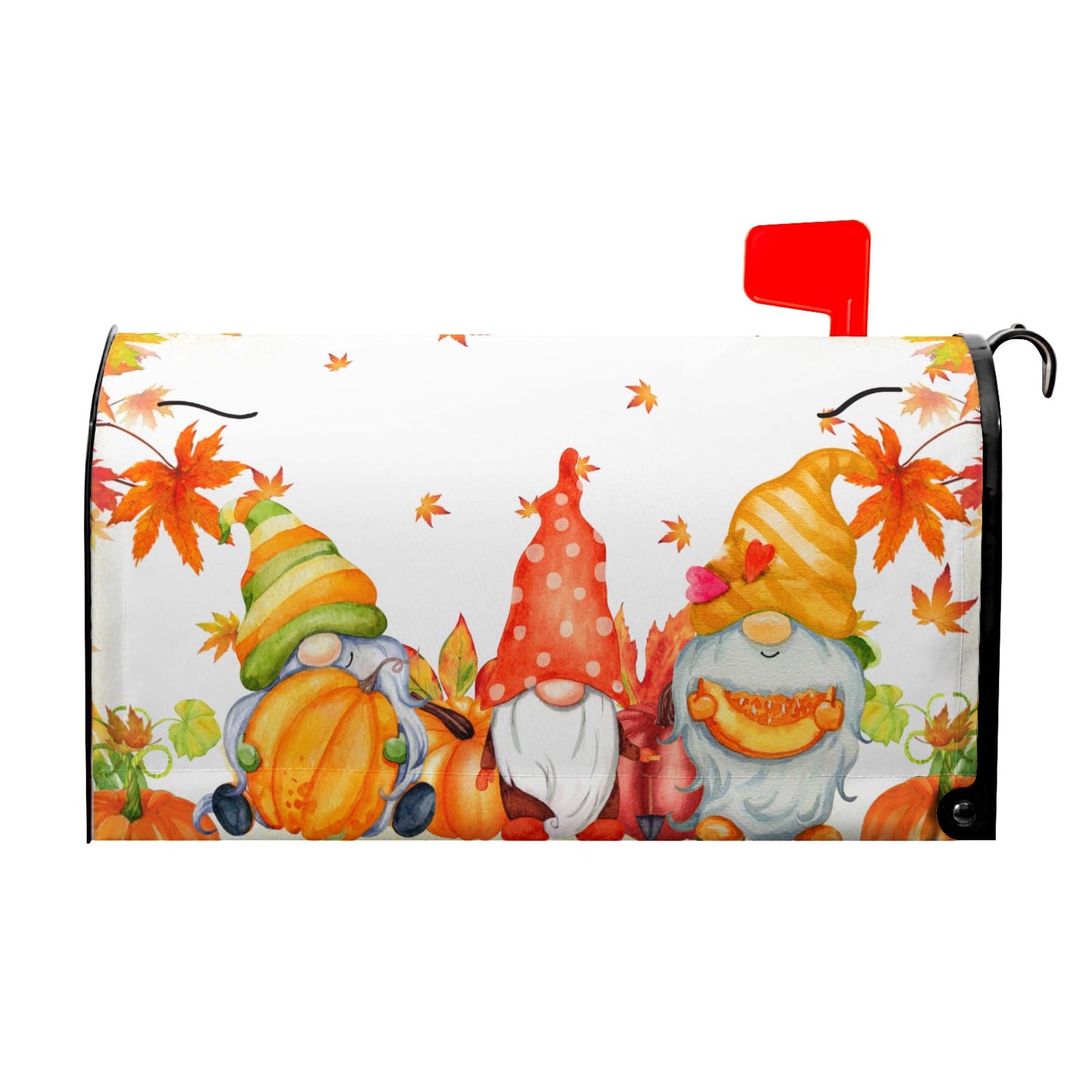 Fall Harvest Mailbox Cover Magnetic Large Size 25.5"x21" Autumn Thanksgiving Pumpkin Maple Leaves Mailbox Wraps Fall Gnome Post Letter Box Cover for Home Garden Yard Outdoor Decoration