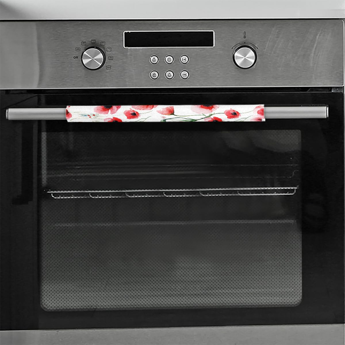 Pardick Refrigerator Door Handle Covers Set of 2, Red Flower Fridge Handle Cover Washable Fridge Dishwasher Oven Door Decor Protector Handle Cover, Keep Your Kitchen Appliance Clean
