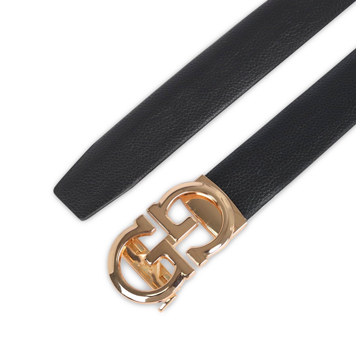 Aurolran Men&Womens Leather Dress Belt Business Automatic Buckle Belt Color-Black Silver Gold