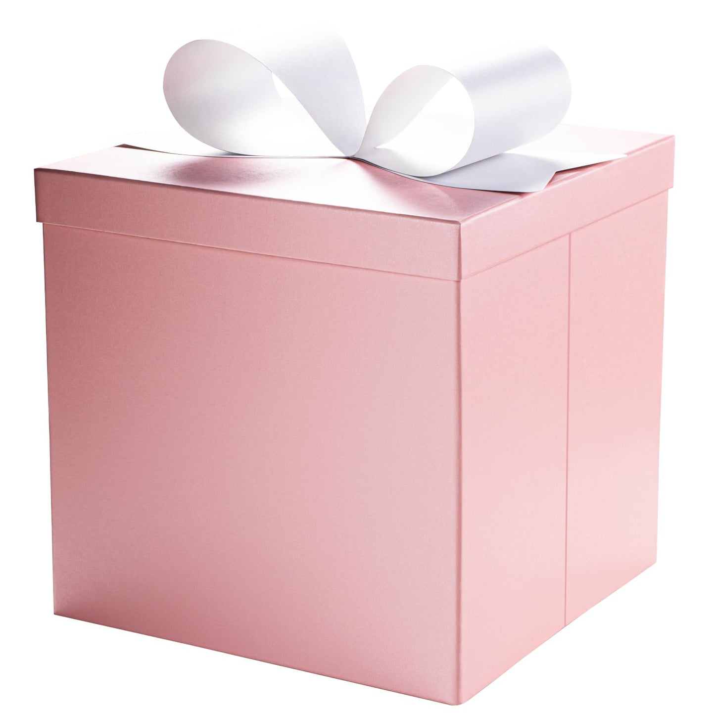 LaRibbons Large Gift Boxes with Lids, 10x10x10 Inches Pink Square Foldable Gift Boxes for Valentine's Day, Birthday, Wedding, Baby Shower, Party, All Occasion