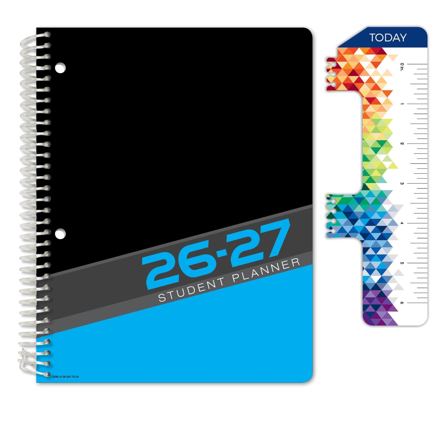 Global Datebooks 2026-2027 Middle & High School Student Planner 7" x 9" - Dated Weekly & Monthly Academic Planner w/Ruler/Bookmark & Stickers, Ideal for Homework, Matrix Style, Slant