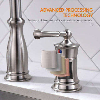 APPASO 3 Hole Kitchen Faucet with Pull Down Sprayer, Kitchen Faucets with Soap Dispenser, 3 Pieces Kitchen Sink Faucet with Separate Handle, Matte Black Kitchen Faucet 3 Hole, 218MB
