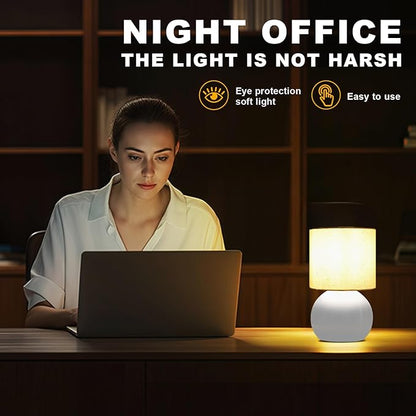 Small Table Lamp for Bedroom,Bedside Nightstand Lamp for Living Room,Minimalist Bedside Light lamp Set of 2, 10.4 Inch Desk Light for Bedroom, Living Room,Including Light Bulb（White）