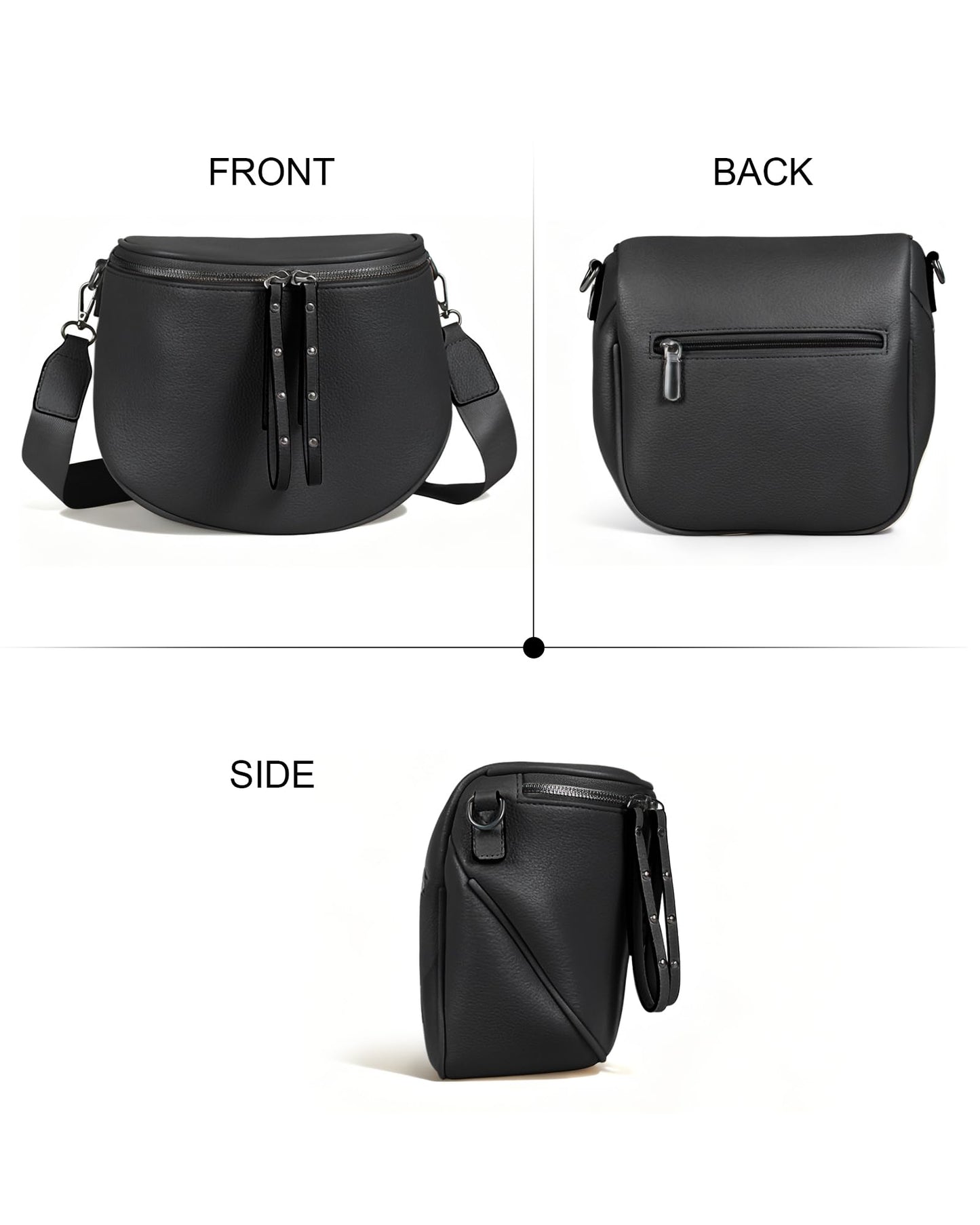 CHERUBEL Crossbody Bags for Women, Large Vegan Leather Trendy Bum Bag (Black)