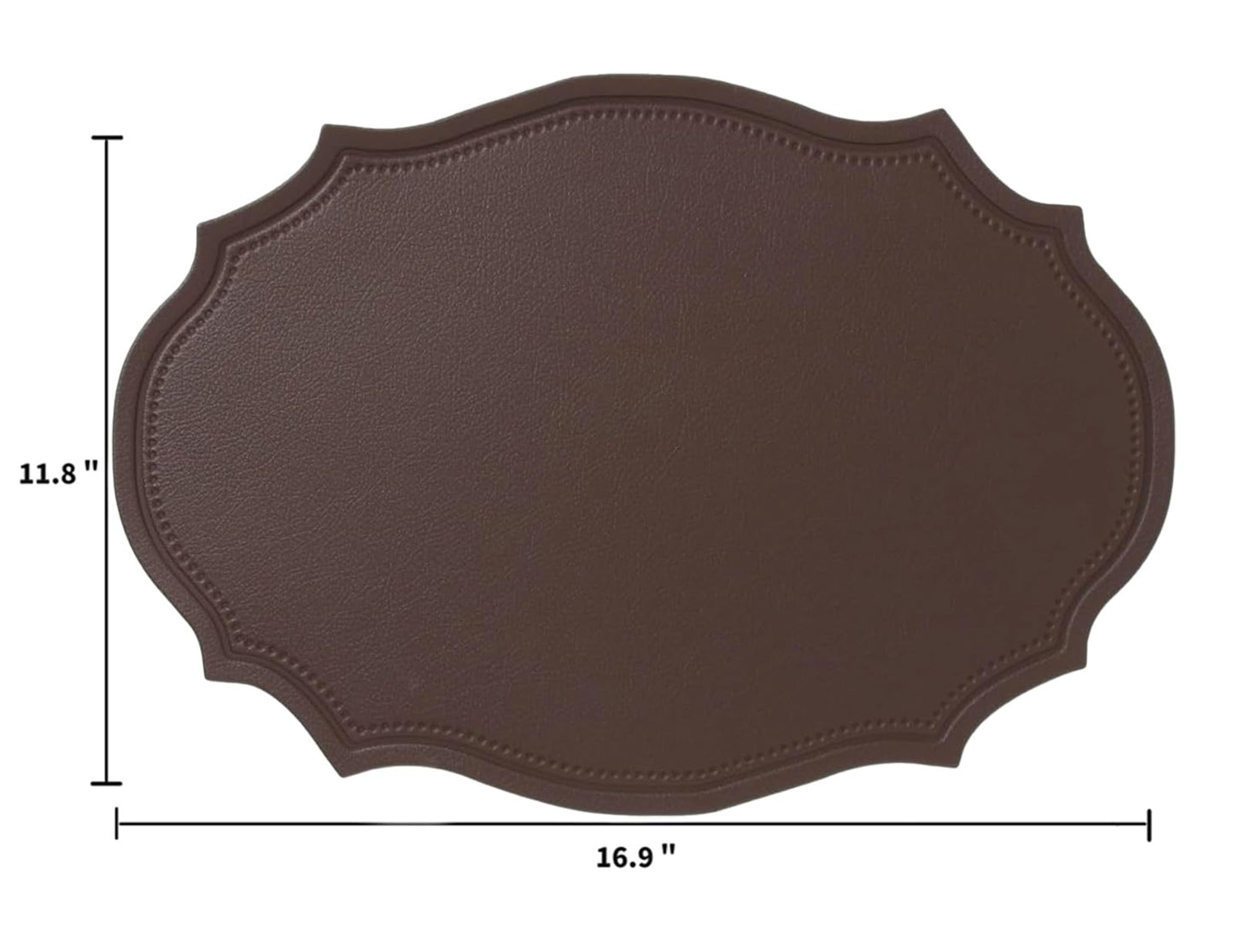 Double-Texture Faux Leather Oval Placemats Set of 6 Washable Heat Insulation Mats Watertight and Non-Slip for Home Kitchen 、Coffee Shops、Restaurants(Brown)