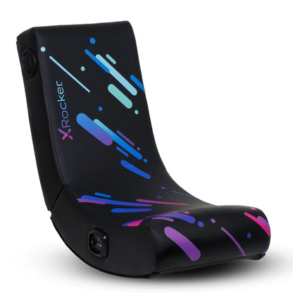 X Rocker Pixel Youth Video Gaming Floor Rocker Chair, Back to School Gifts for Gamers, Bedroom, Foldable, Black with Print