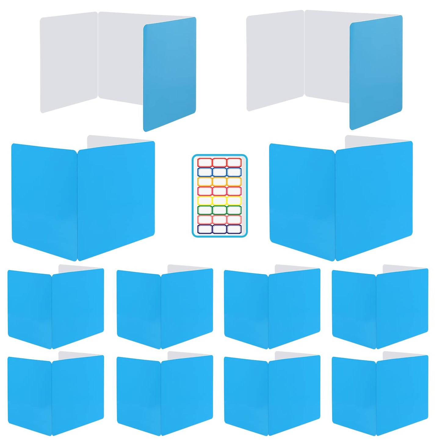 EARTHSON 12 Pcs Desk Dividers for Students, Coated Paper Privacy Shields Folder for Students, Privacy Folders for Students Desks, Test Divider Classroom Teacher Supplies Office Home, Blue