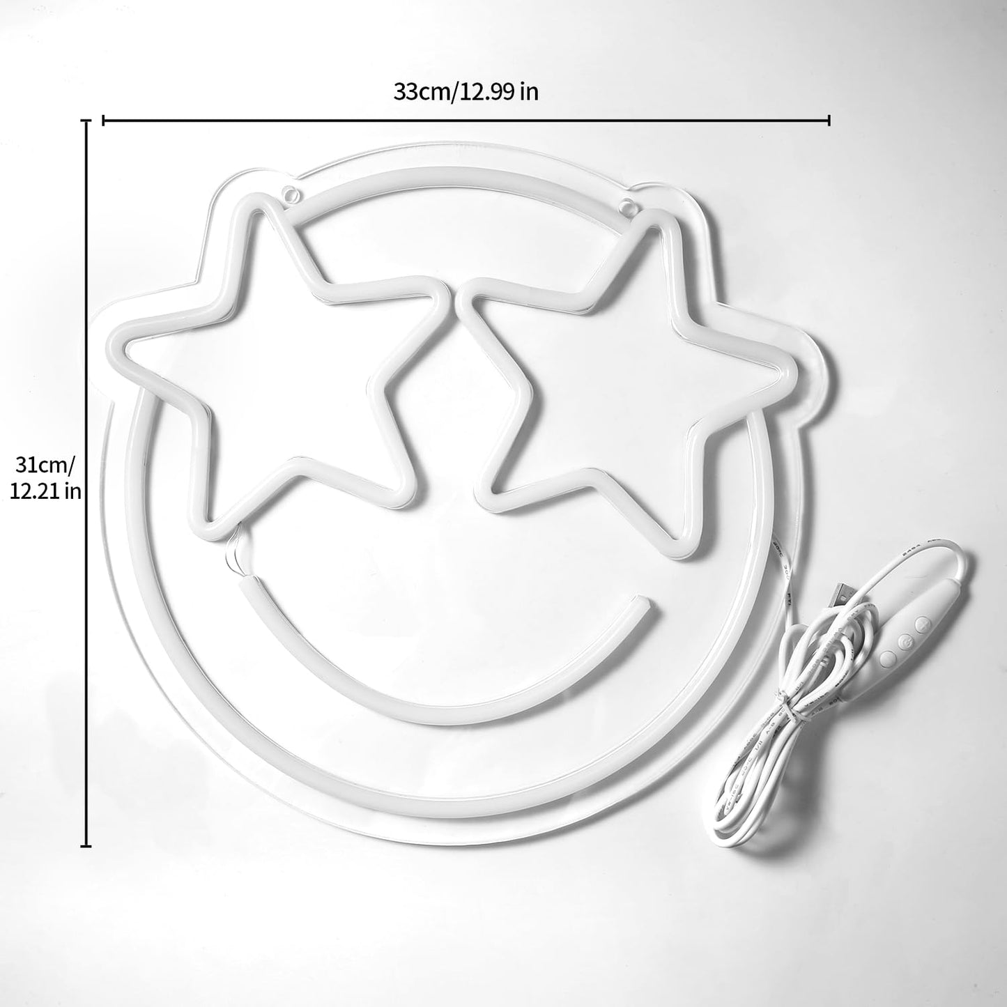 Wootfairy Led Lights Wall Decor: 12.2 * 11.41 in Dimmable Smiley Face Neon Sign for House Bedroom Game Room Classroom Bar Decoration - Yellow and Pink Light Up Signs Gifts for Wedding Birthday Party