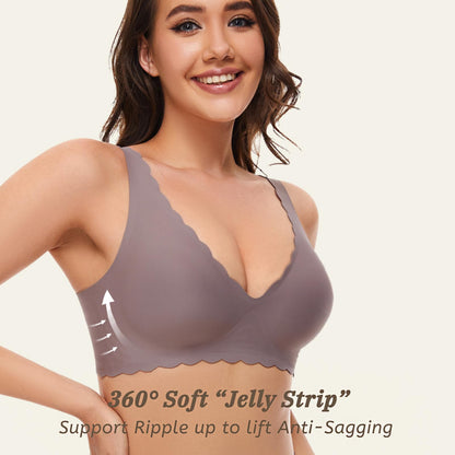 Deep V Petal Bras for Women No Underwire Soft Wireless Bras Comfort Seamless Bralettes with Extender