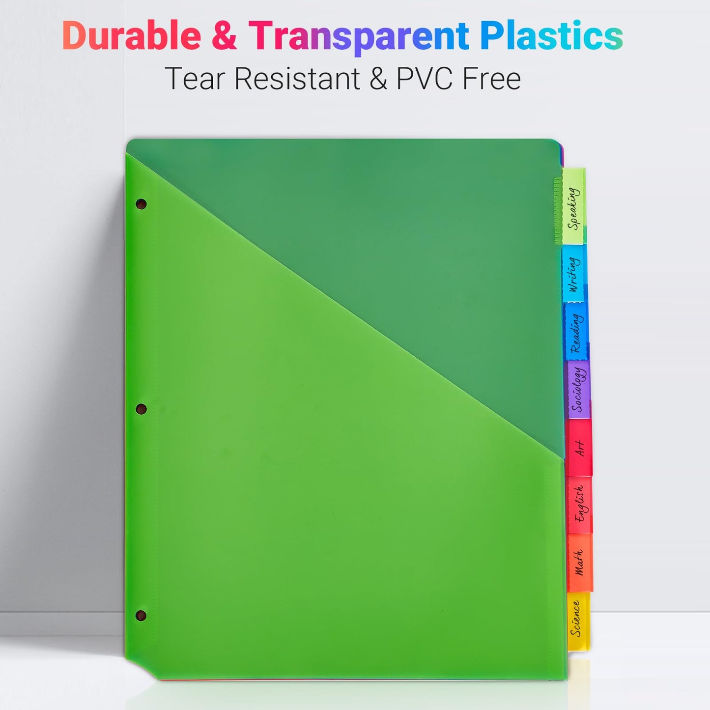 8-Tab Dividers for 3-Ring Binders, 96 Counts 3 Holes Index Dividers with 2 Pockets, Insertable 8 Tabs Binder Divider for 1/2''/1''/2''/3'' inch Binders, 8 Colors (12)